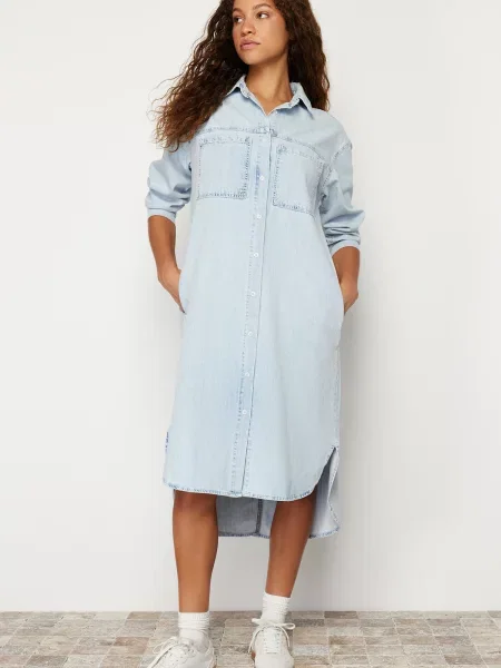 Rochie din denim Trendyol gri