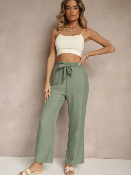 Pantaloni Mireniela închis verde