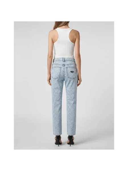 Jeansy straight leg Philipp Plein niebieskie