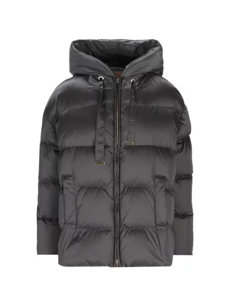 Geacă cu puf Max Mara cu glugă negru