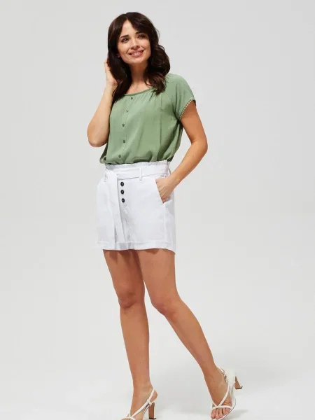 Pantaloni scurți Moodo cu legături alb