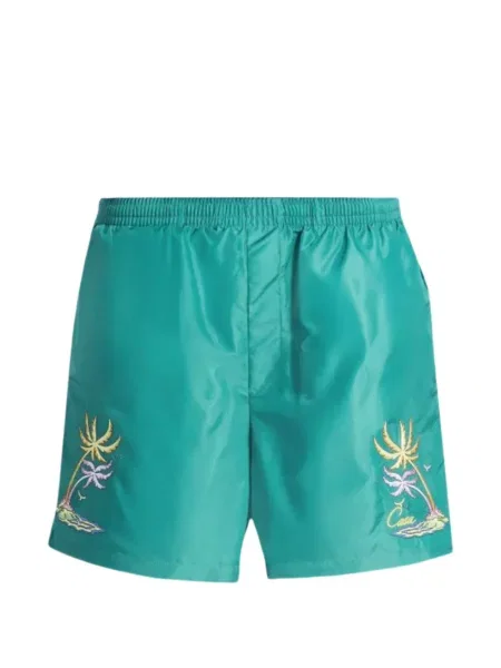 Slip de baie Casablanca cu broderie verde