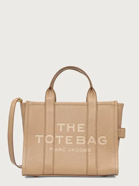 Marc Jacobs De piele geantă shopper THE LEATHER SMALL TOTE bej