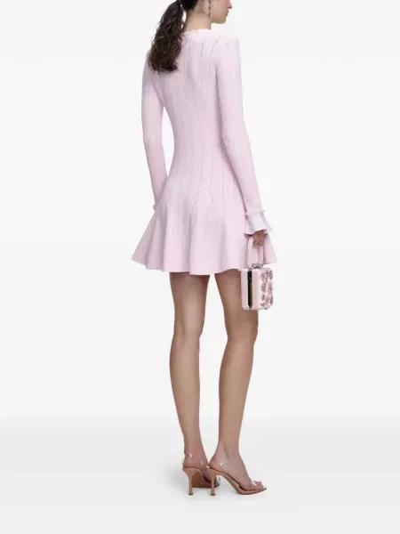 Mała sukienka mini Self-portrait z perełkami garniturowa różowa