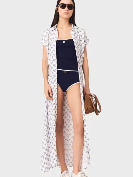 Маленькое платье Maje в цветочек с принтом белое