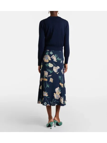Fustă midi Erdem cu model floral albastru