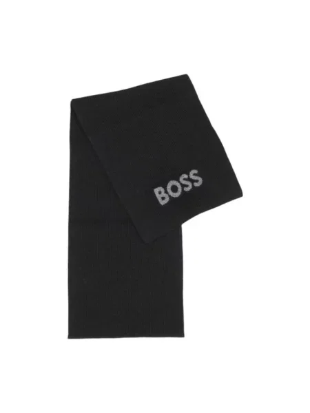 Dzianinowa szal Boss z nadrukiem czarna