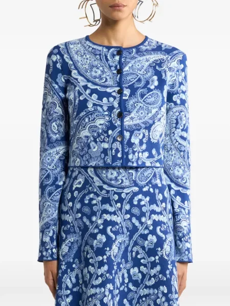 Cardigan Etro cu model paisley din jacard albastru
