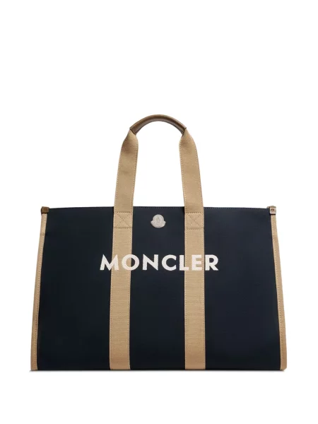 Vászon shopper táska Moncler autogrammal kék