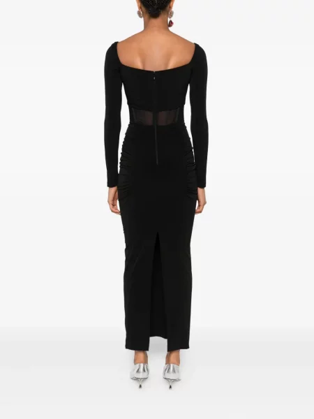 Rochie maxi Nissa până la genunchi de costum negru