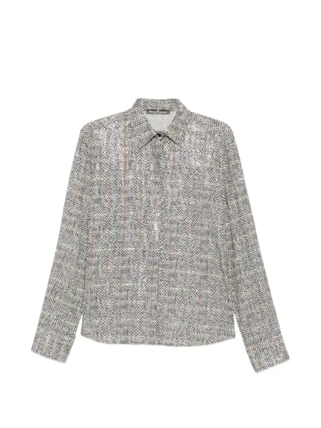 Cămașă Ermanno Scervino cu paiete cu model herringbone negru