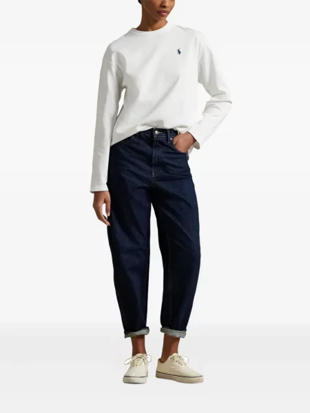 Koszulka Polo Ralph Lauren w paski garniturowa płócienna niebieska