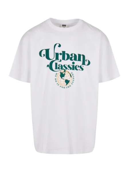 Urban Classics Tricou / verde închis / portocaliu alb