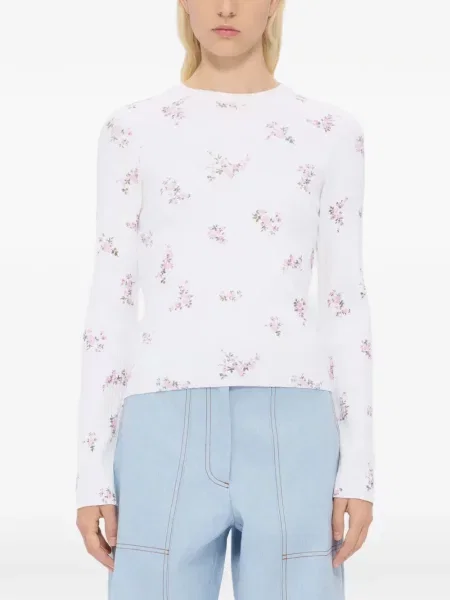 Top Msgm cu model floral tricotate cu imagine alb