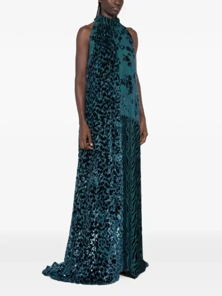 Rochie maxi Pierre-louis Mascia cu imagine albastru
