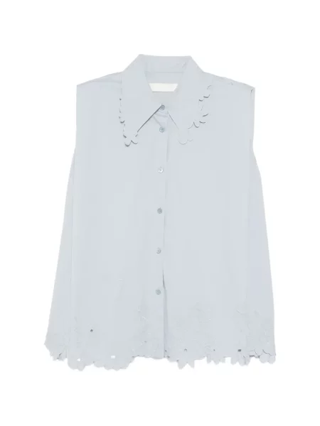 Cămașă Jnby cu broderie cu model floral albastru