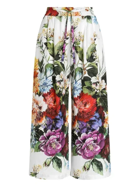 Pantaloni Dolce & Gabbana cu model floral cu imagine alb