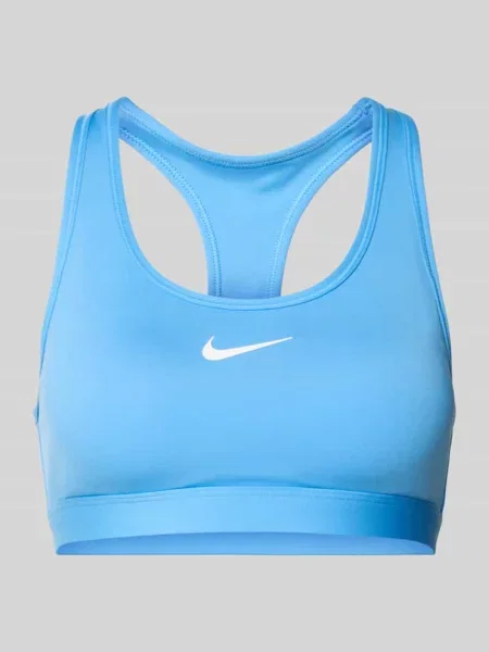 Biustonosz sportowy o kroju slim fit z nadrukiem z logo model Swoosh' Nike Training niebieski