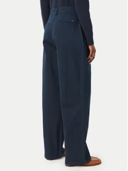 Tommy Jeans Medžiaginės kelnės Tamsiai Wide Leg mėlyna