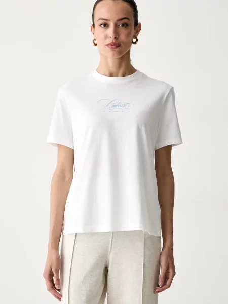 Calvin Klein Jeans majica za žene od pamuka bijela