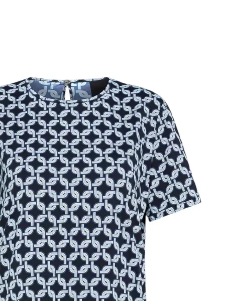 Scurt top Rrd cu imagine cu imprimeu geometric albastru
