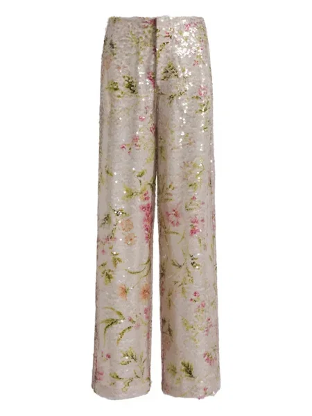 Pantaloni Alberta Ferretti cu paiete cu model floral