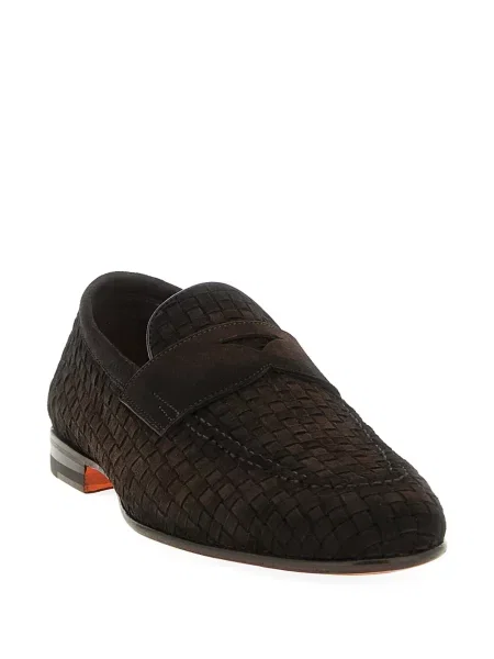 Pantofi loafer Santoni din piele maro