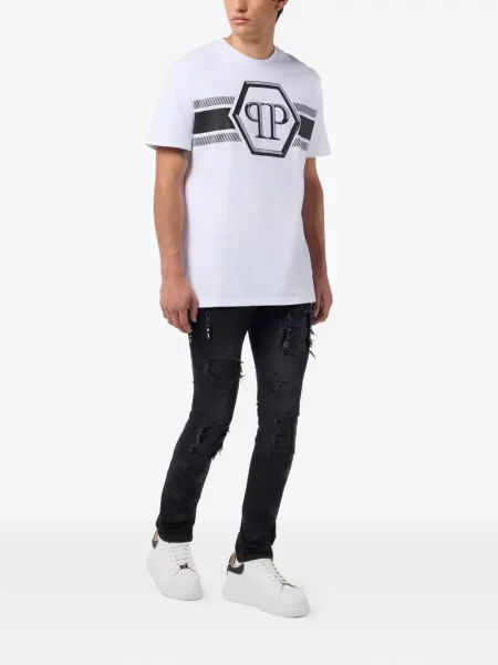 Tricou Philipp Plein cu autograf alb