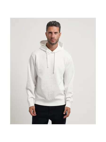 Bluza z kapturem Armani Exchange z logo biała