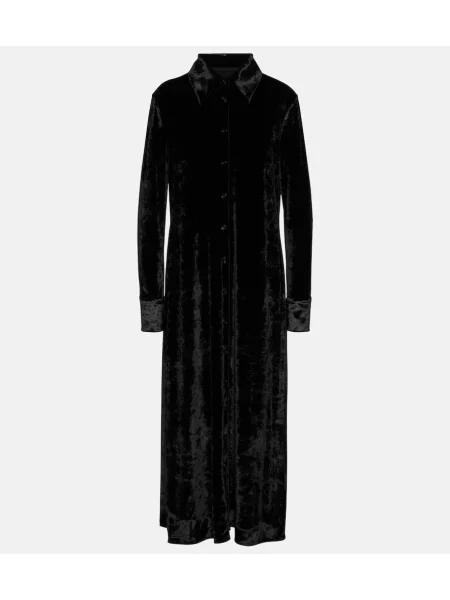 Rochie tip cămașă Jil Sander de catifea de costum negru