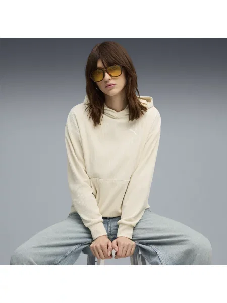 PUMA bluza z kapturem Essentials Elevated Comfort Velour Rib Odzież Alpine Snow S