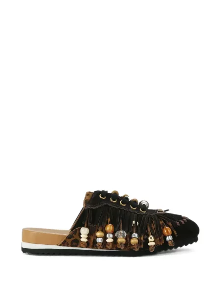 Papuci tip mules Kurt Geiger London cu franjuri negru