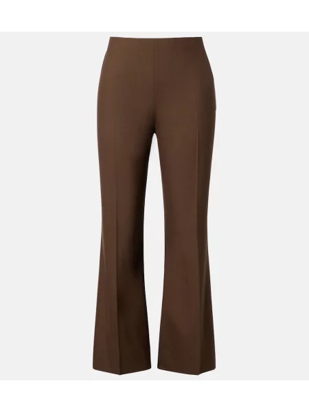 Decupat pantaloni Khaite de lână evazate maro