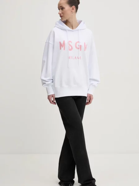 Кофта MSGM з капюшоном з принтом білий