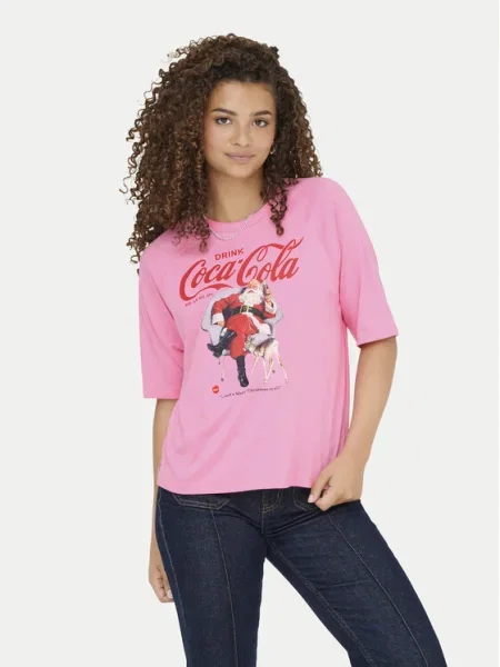 ONLY Tricou Coca Cola roz