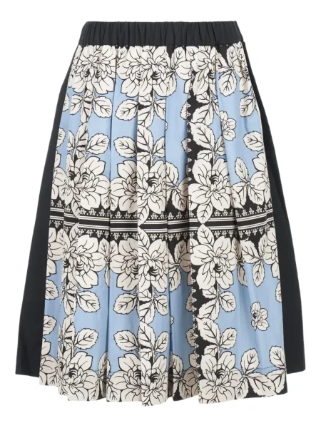 Spódnica plisowana Biyan w kwiatki do kolan niebieska