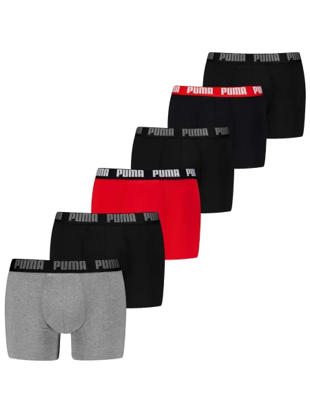 PUMA Boxeri Everyday gri amestecat / roșu / negru alb