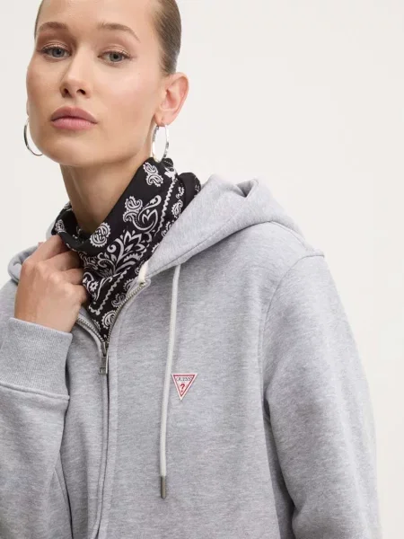 Guess Jeans кофта на застібці з капюшоном з бавовною