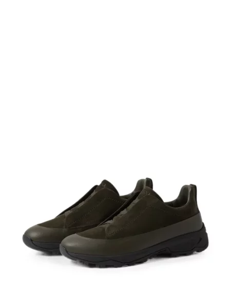 Sneakerși Zegna din piele de căprioară verde