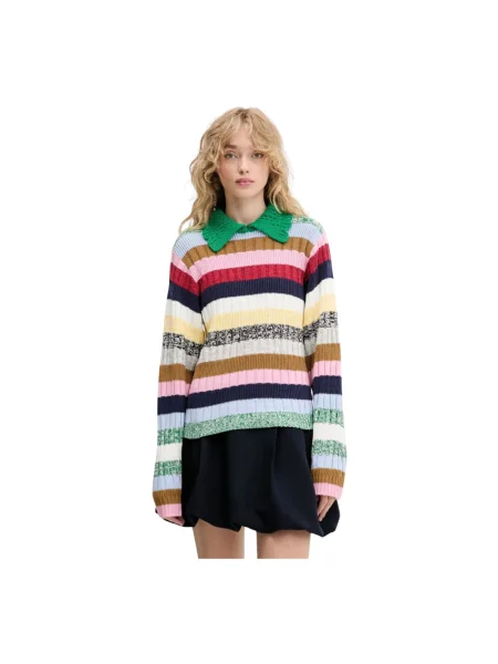 Stine Goya sweter multicolor zielony