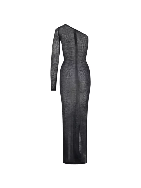Rochie Rick Owens tricotate cu un umăr gol negru