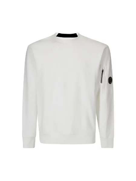 Lniana bluza polarowa C.p. Company z dekoltem w kształcie litery U casual biała