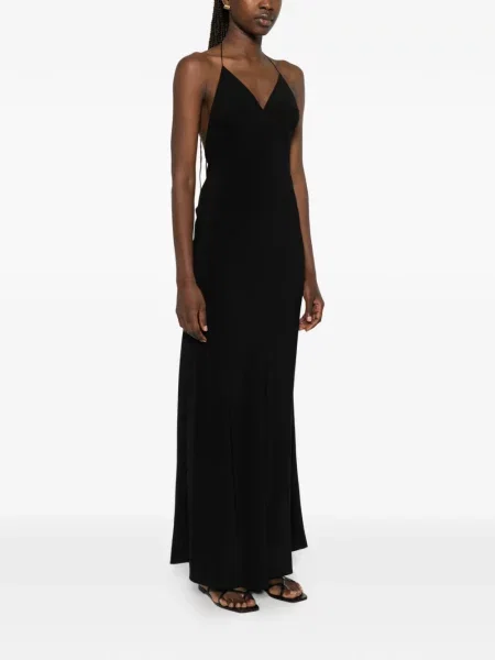 Rochie maxi Matteau cu gât halter negru