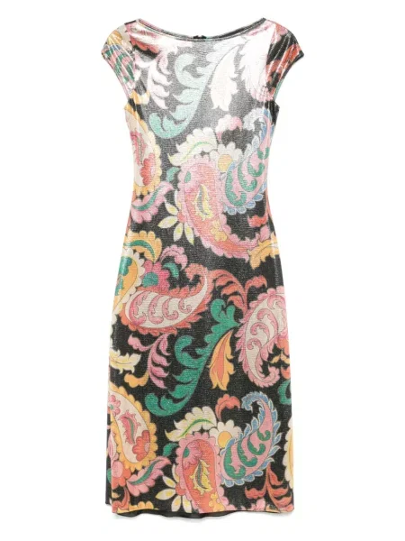 Rochie midi Etro cu imagine cu model paisley până la genunchi negru