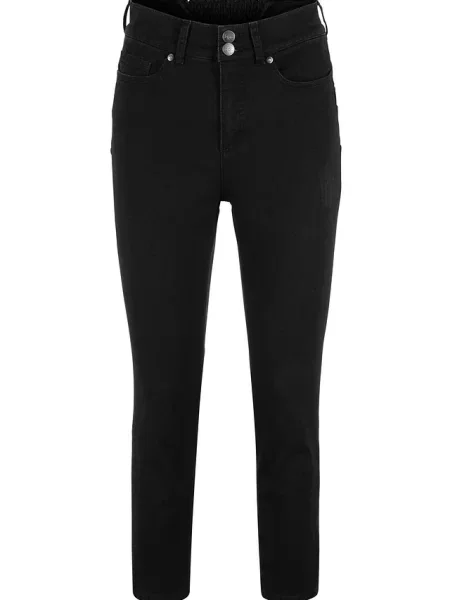 Jeansy slim fit ze średnim stanem i elastyczną gumką w talii czarne