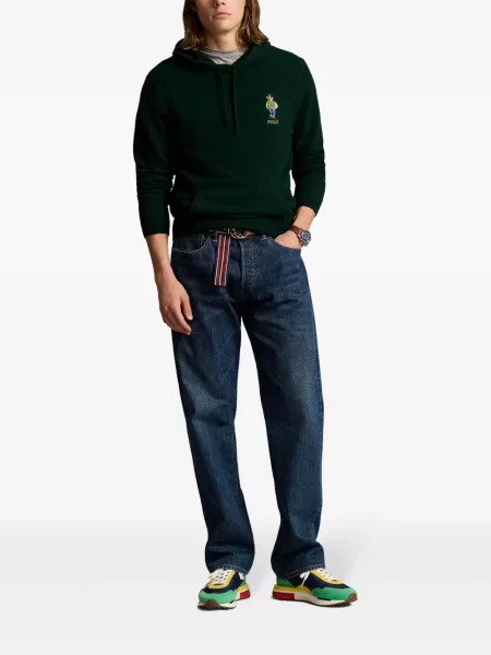 Поло тениска Polo Ralph Lauren на райета с принт зелено