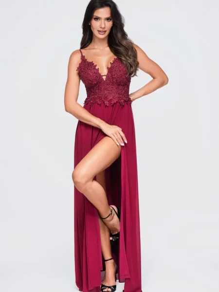 Rochie de seară Edoti din dantelă negru