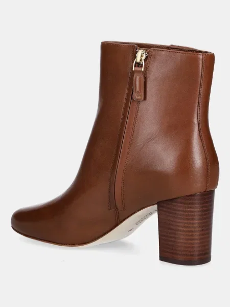 Kožené kotníkové boty Lauren Ralph Lauren Kenndi Bt Hl na hnědá