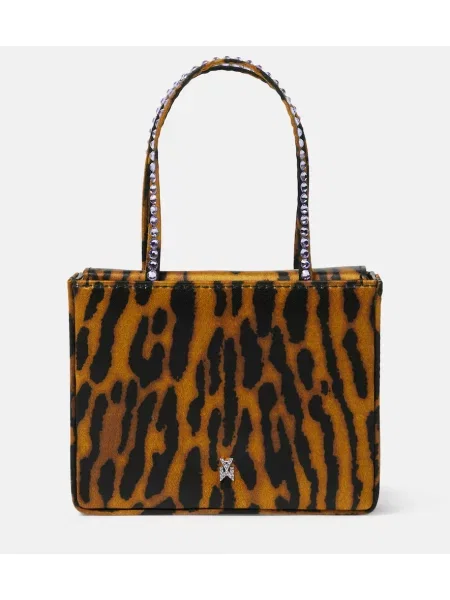 Satynowa torebka Amina Muaddi z nadrukiem w panterkę