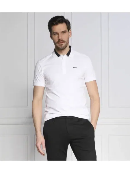 BOSS GREEN Polo Paule alb